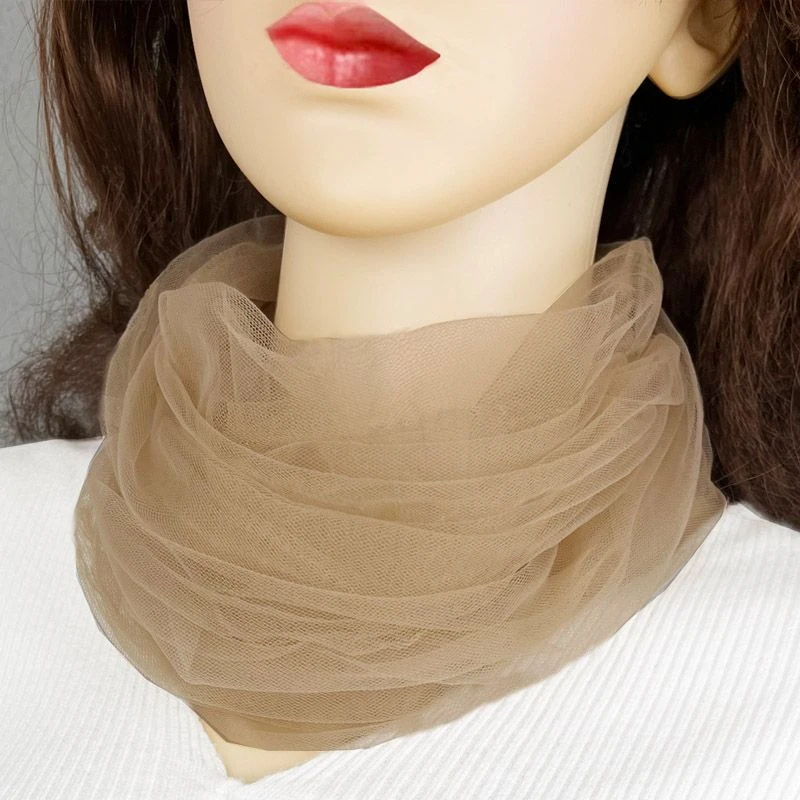 糖果色网纱防晒护颈椎女士套头小围脖夏季薄款套脖套百搭丝巾纱巾