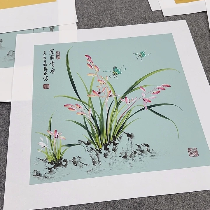 国画国画立体兰花
