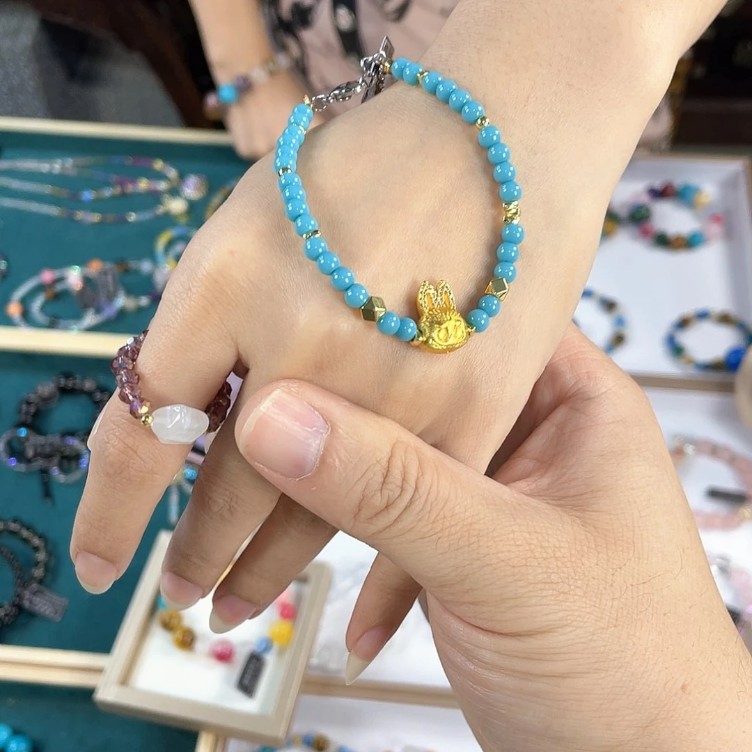 水晶手链银S925镀金镶嵌