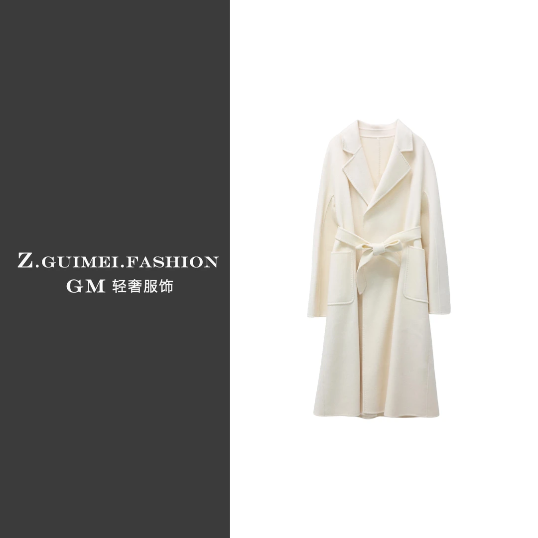 【肆姐高定】时尚经典外翻领羊绒系带大衣X3417