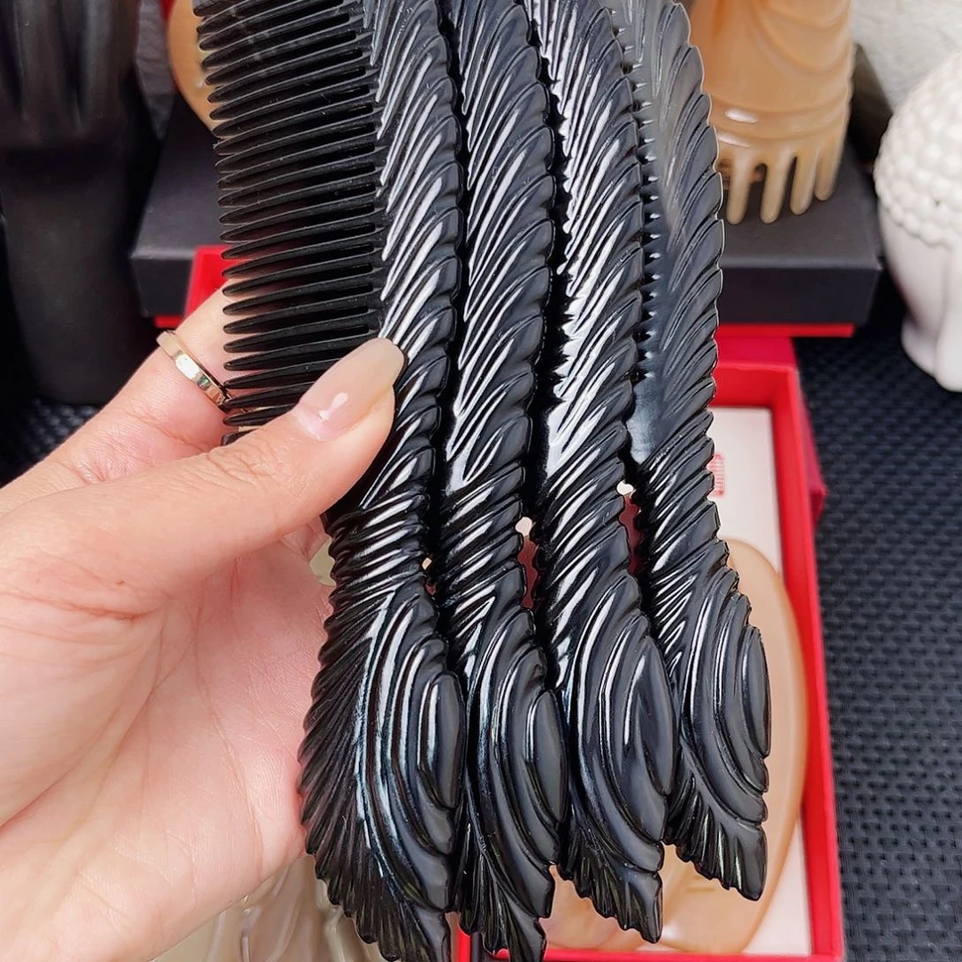纯手工制作纯牛角梳子