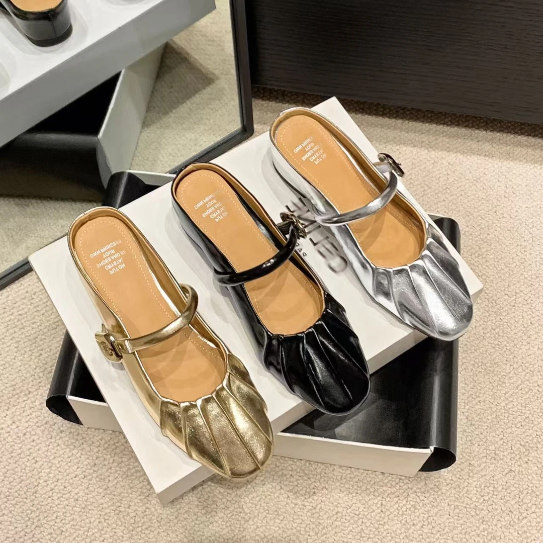 2025夏季新款内增高小个子包头半拖复古气质名媛风