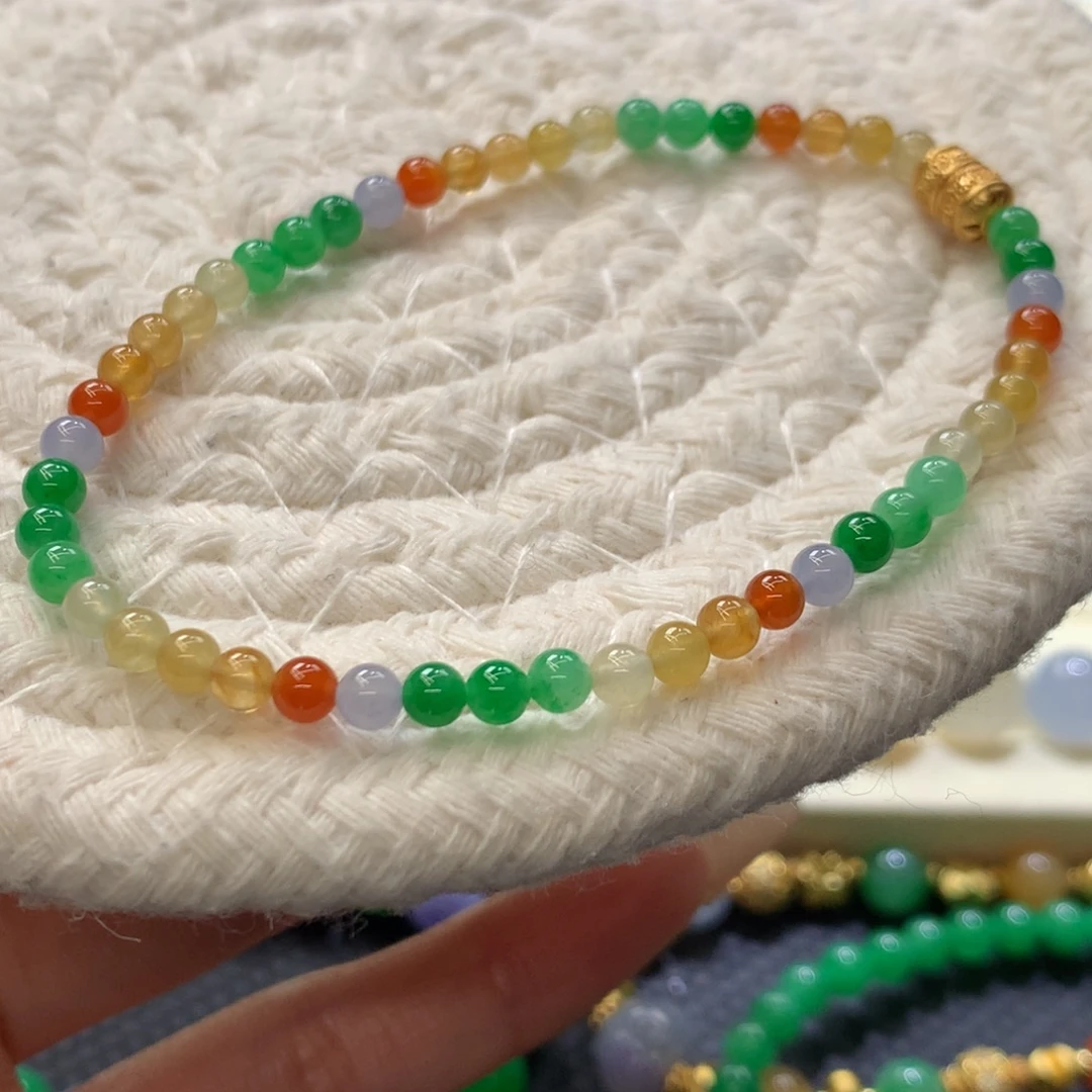 定制翡翠未镶嵌 毛货抛光定制 冰种小米珠单圈 买断