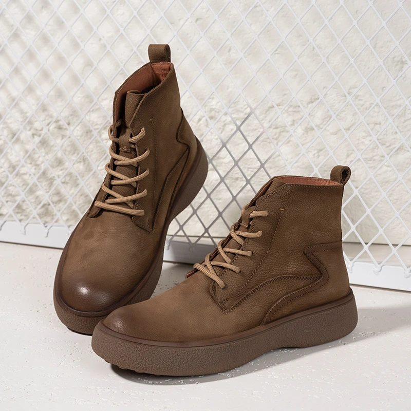 2025爆款秋冬季男士真皮马丁靴时尚休闲百搭软底户外鞋靴 8089-11