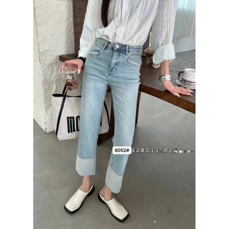 6052春款时尚烟管裤