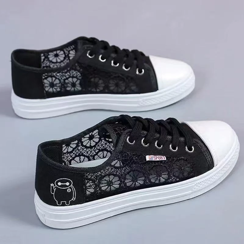 新款时尚女生鞋潮流漂亮网鞋百搭板鞋小白鞋年轻春季秋季蕾丝运动