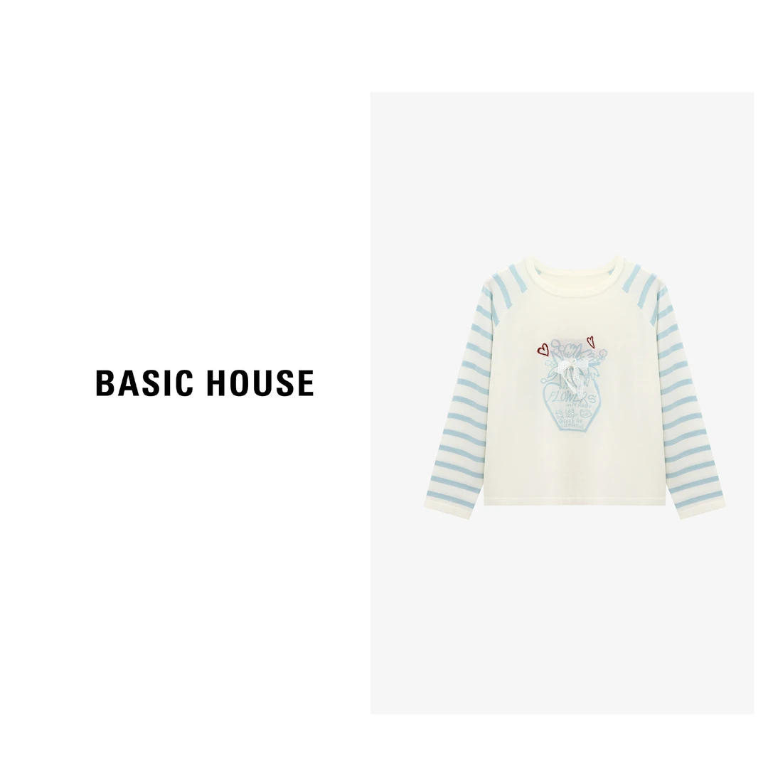 Basic House/百家好甜美可爱风格女装女生休闲针织衫-B0625B5JDR2