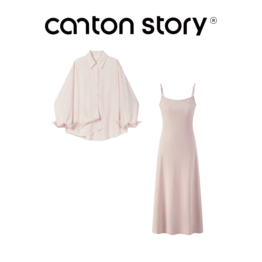 羊城故事【清仓】粉色吊带连衣裙女气质收腰长裙子 Y50852998