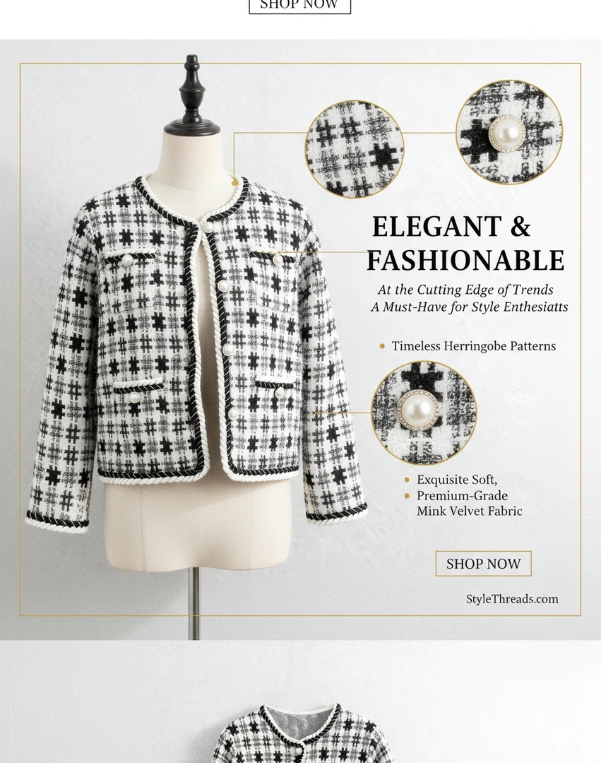 【当日发+赠送运费险】秋冬季千鸟格小香风长袖气质百搭洋气开衫款