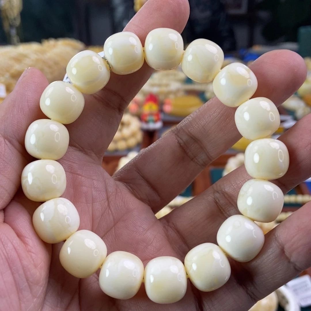 琥珀珠宝奇石未镶嵌14焦皮白蜡同料串28.51