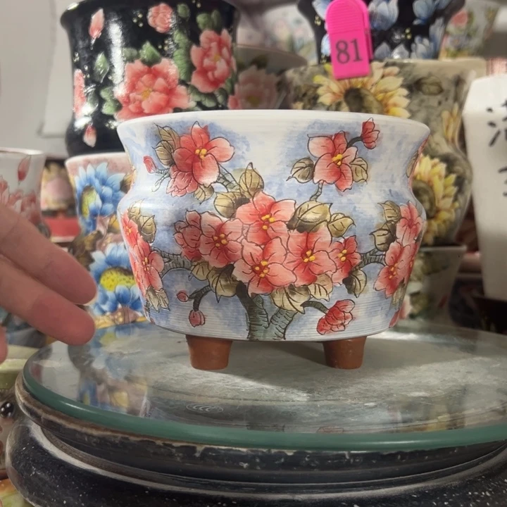 景德镇手绘花盆满38包邮偏远地区除外