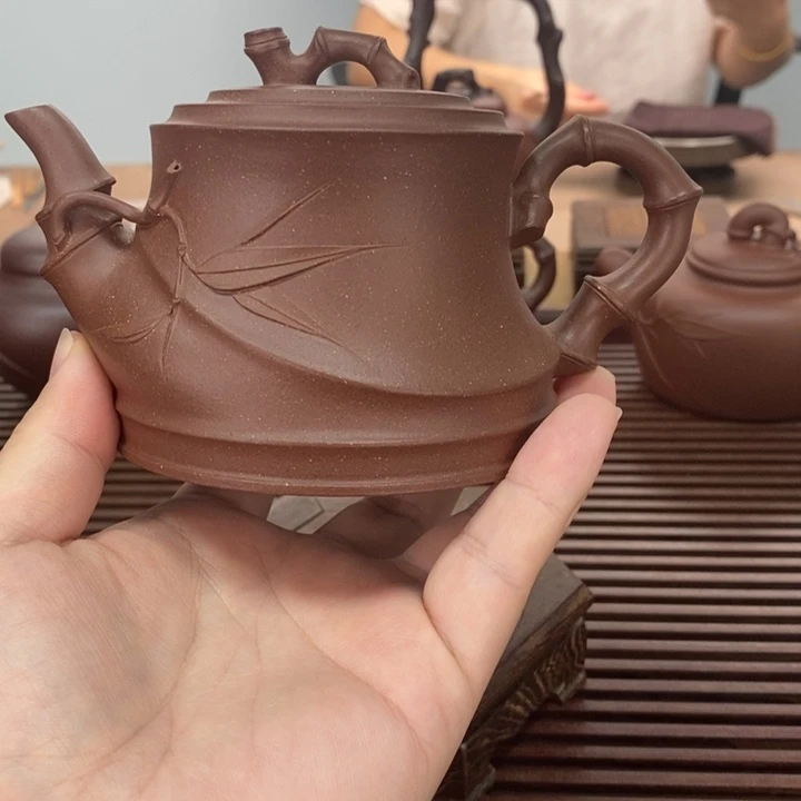 茶壶紫砂佛肚竹260毫升底槽青半手工