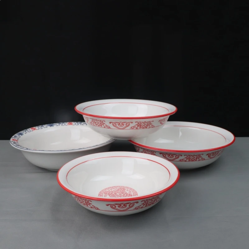江西小炒餐具复古湘菜陶瓷碗土菜圆形盆特色餐厅酒店红青花碗餐具