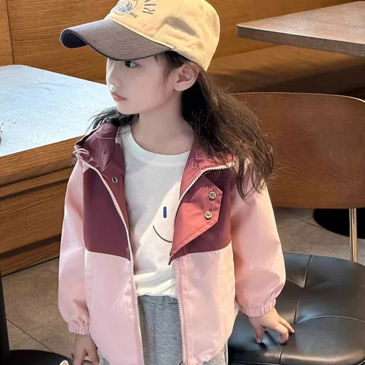 休闲女韩版春秋冲锋衣女孩夹克上衣美式休闲风独特洋气时髦女童装