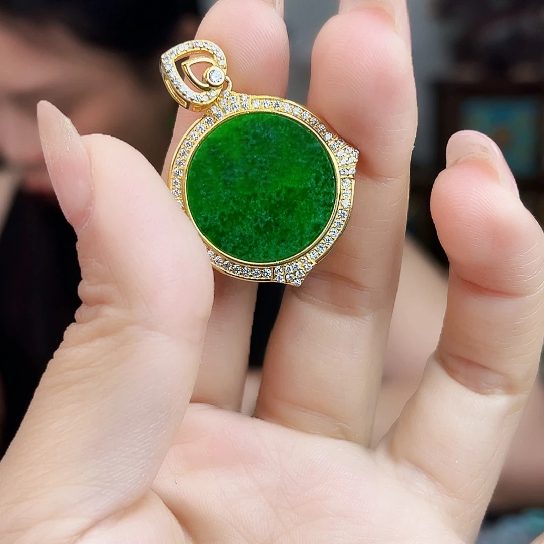 翡翠银S925镶嵌颈饰吊坠