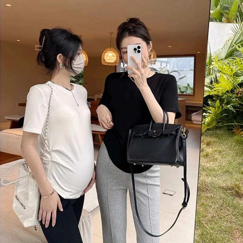 孕妇装春夏装显瘦遮肉不规则短袖时尚休闲百搭T恤夏装宽松孕妇装