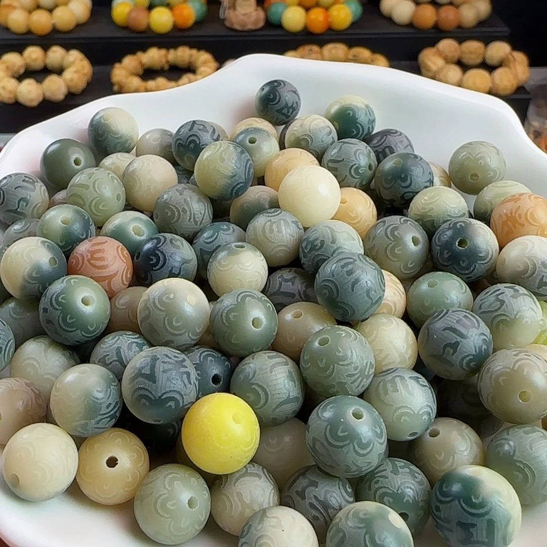 手串菩提根/象牙果卡12海盐蓝箴言500颗备珠批发