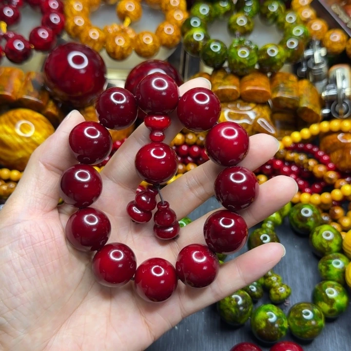 松木琥珀木文玩手串