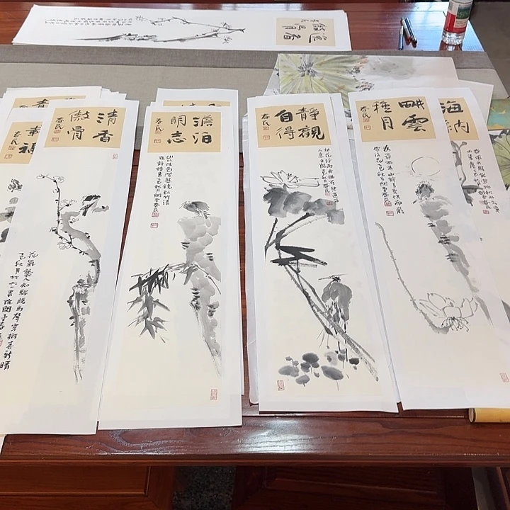张***宏书法梅花竹子荷花鸟蒋春民