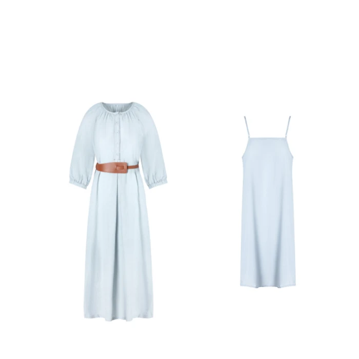 JOANOF【然然专属】设计感度假风宽松连衣长裙女夏季新款连衣裙