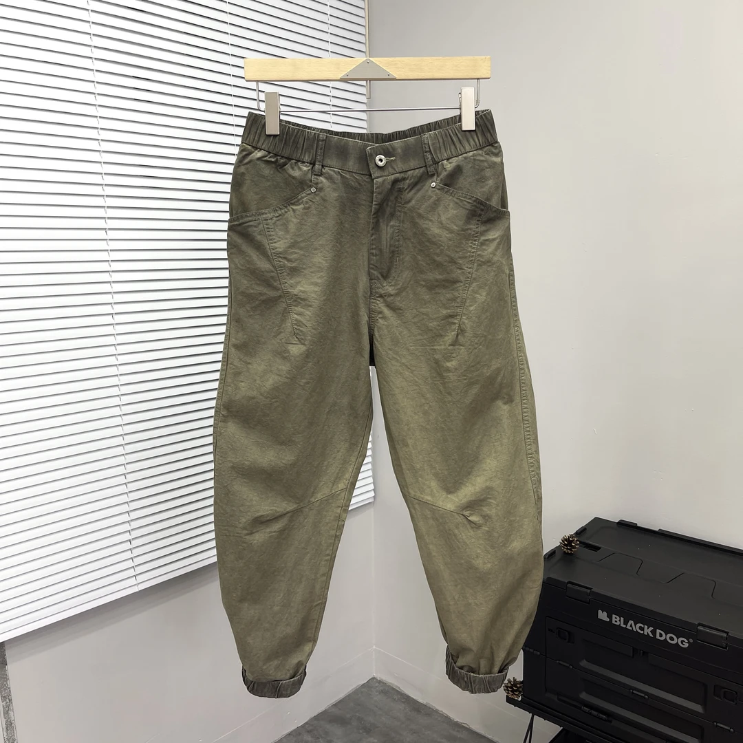 美式复古水洗做旧弯刀休闲裤男款秋季潮牌高街休闲百搭宽松九分裤