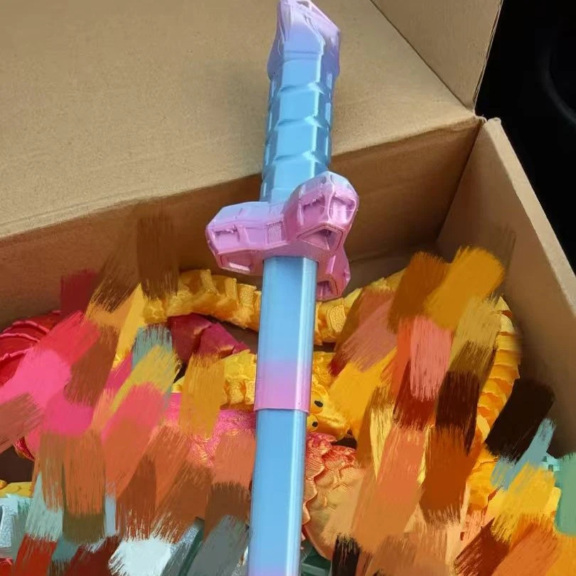 NM-【到手30个】3D打印伸缩剑 8-9个颜色混发 学生文具套装