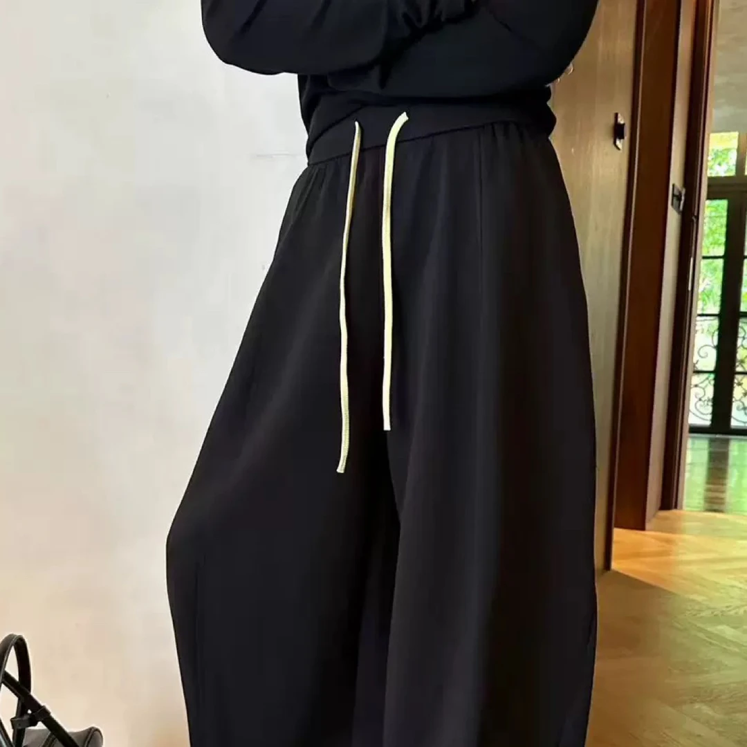 NZ10567女士纯色透气阔腿弯道裤丹姐推荐