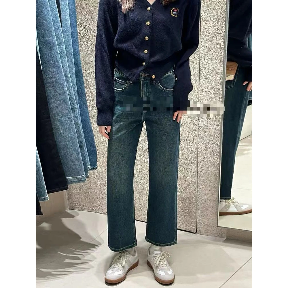 226牛仔裤女冬新款直筒裤时尚显瘦高腰烟管裤