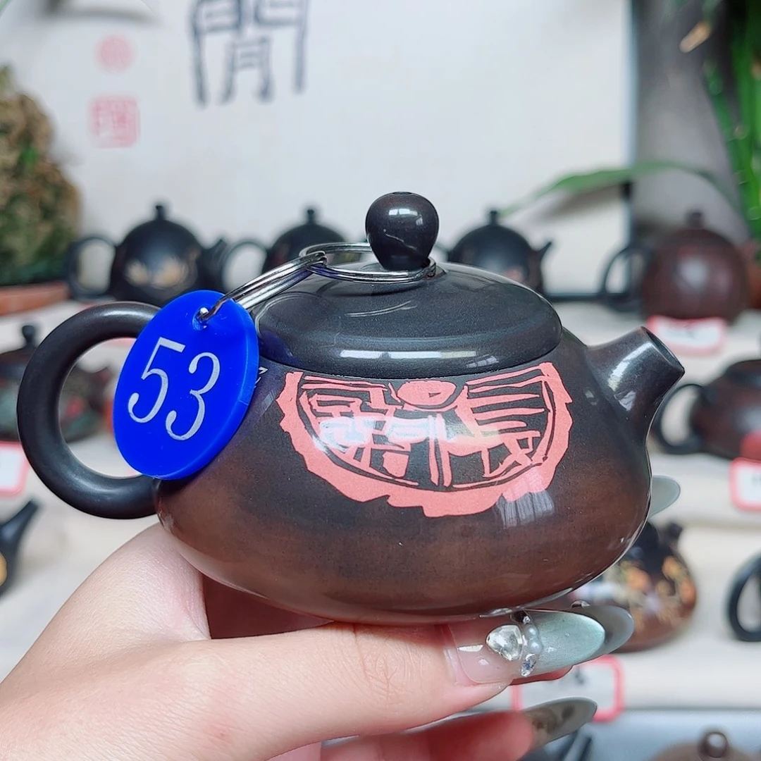 180毫升微微瑕纯手工水磨亮光刻填胖墩壶