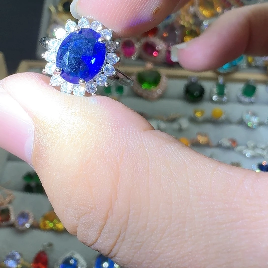 绿水晶戒指银S925镶嵌