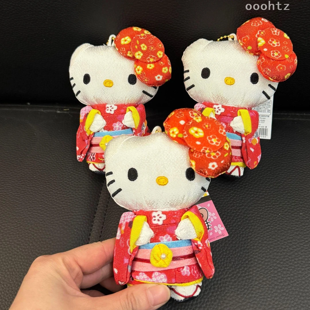 日系可爱樱花和服Kitty猫包包挂饰可爱毛绒包包挂件ins玩偶钥匙扣