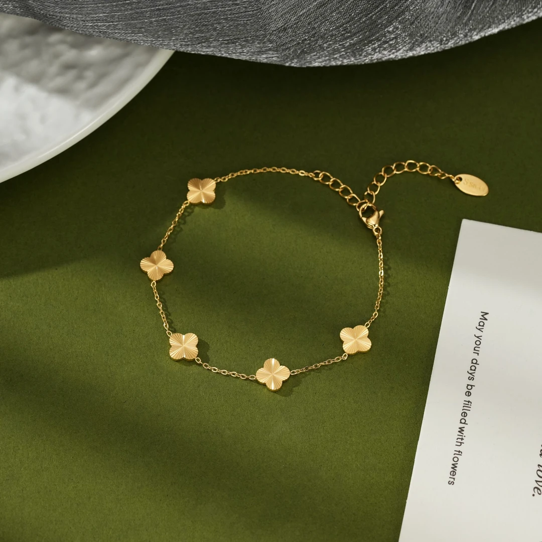 不锈钢手链 设计感幸运四叶草五花手链轻奢小众简约气质时