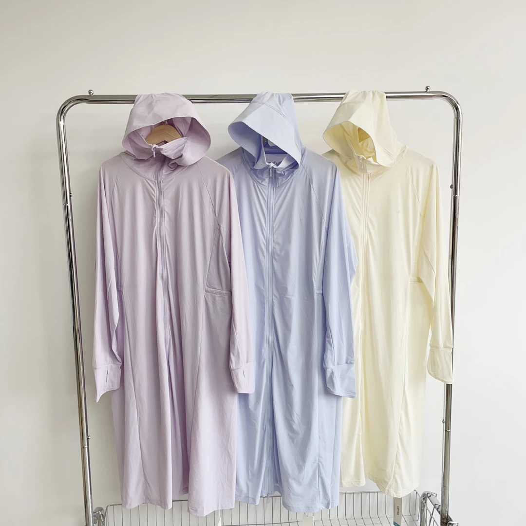 A232 蝉翼加长款戴帽休闲防晒衣