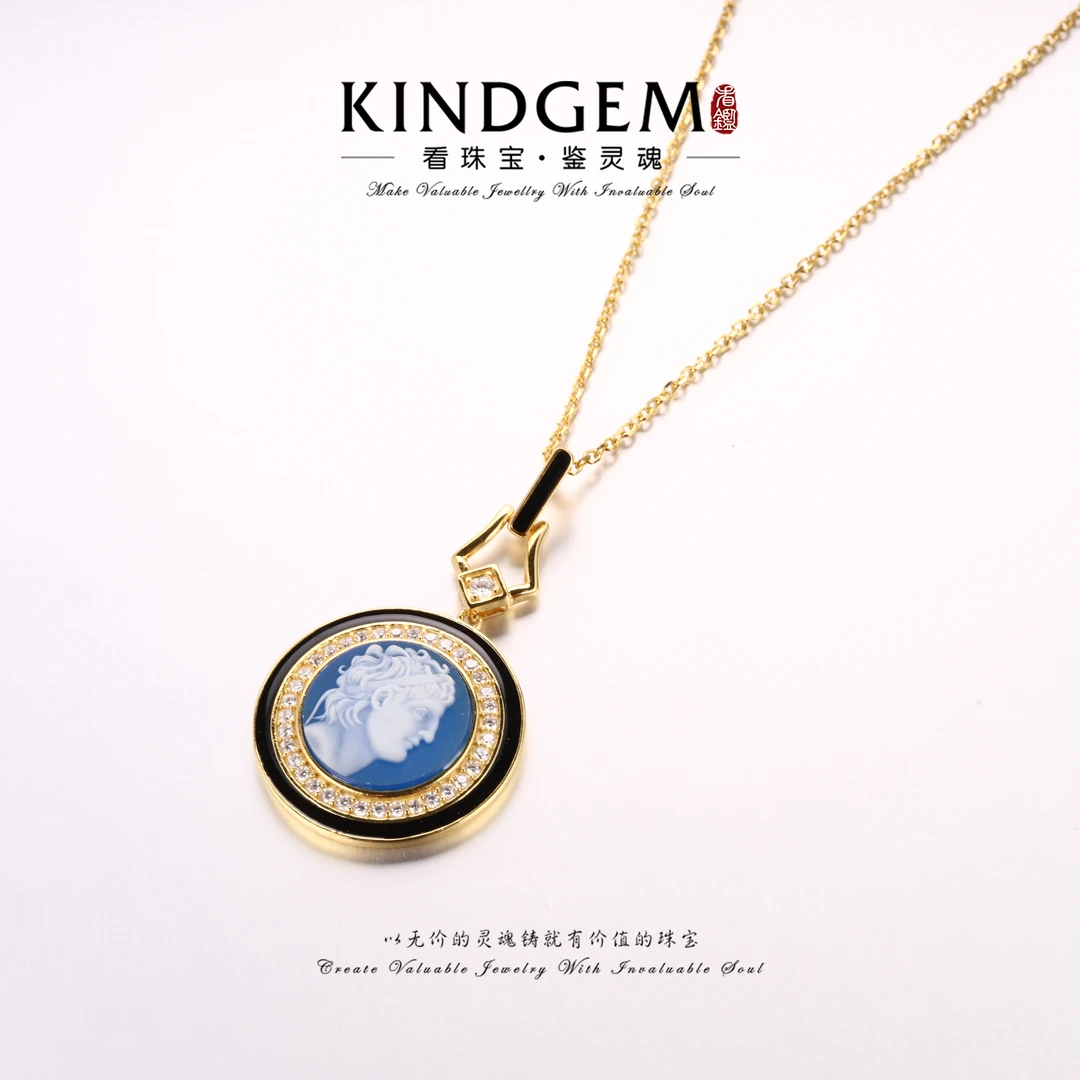 坠链均925银贝壳 优雅复古高级感蓝色宫廷风项链（46cm）S-30342