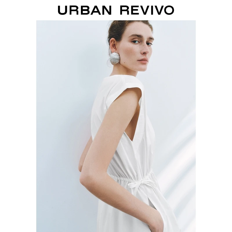 UR2025秋季新款女装法式气质系带长裙无袖连衣裙UWM750101