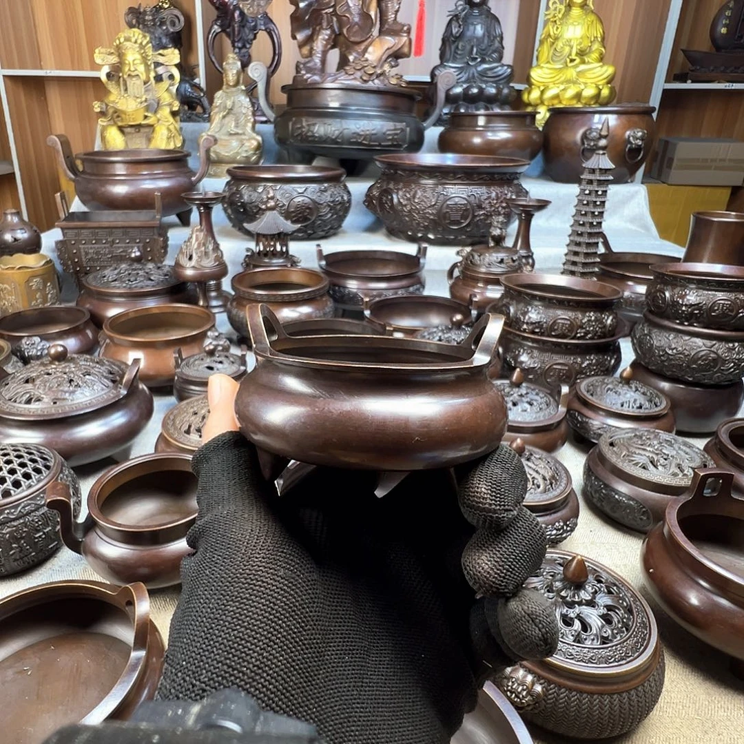 十***石铜香炉铜摆件铜工艺品