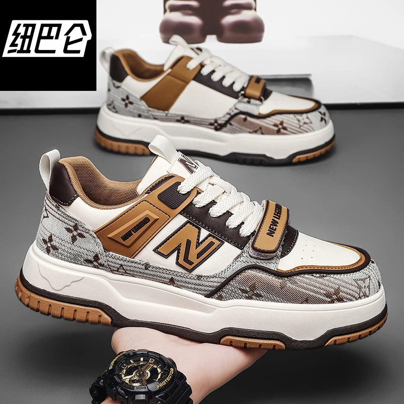 纽巴仑男鞋冬季新款休闲防滑时尚潮流百搭男士耐磨运动软底板鞋男