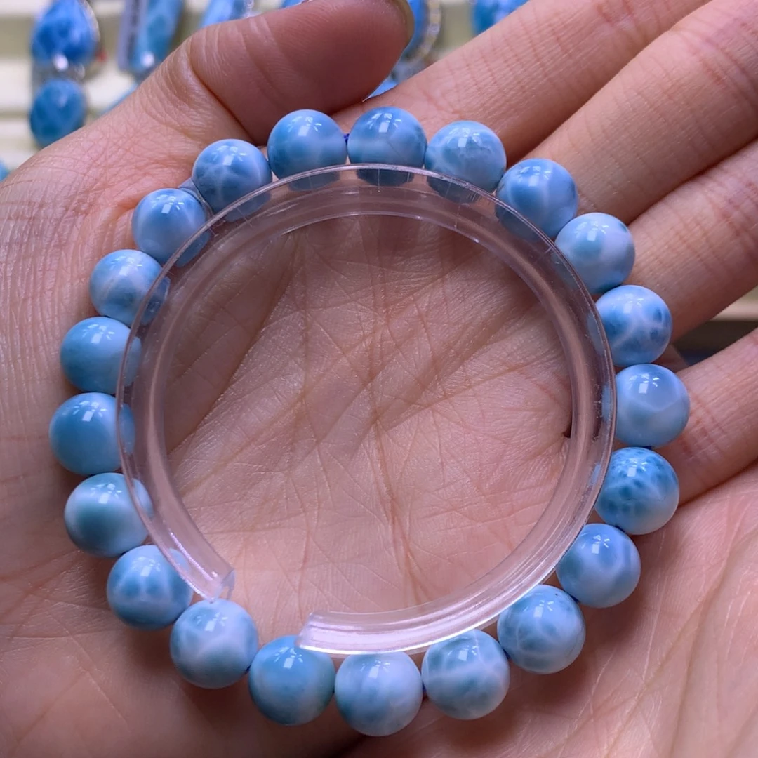 针钠钙石（海纹石）未镶嵌戒指性价9mm手串色差略异