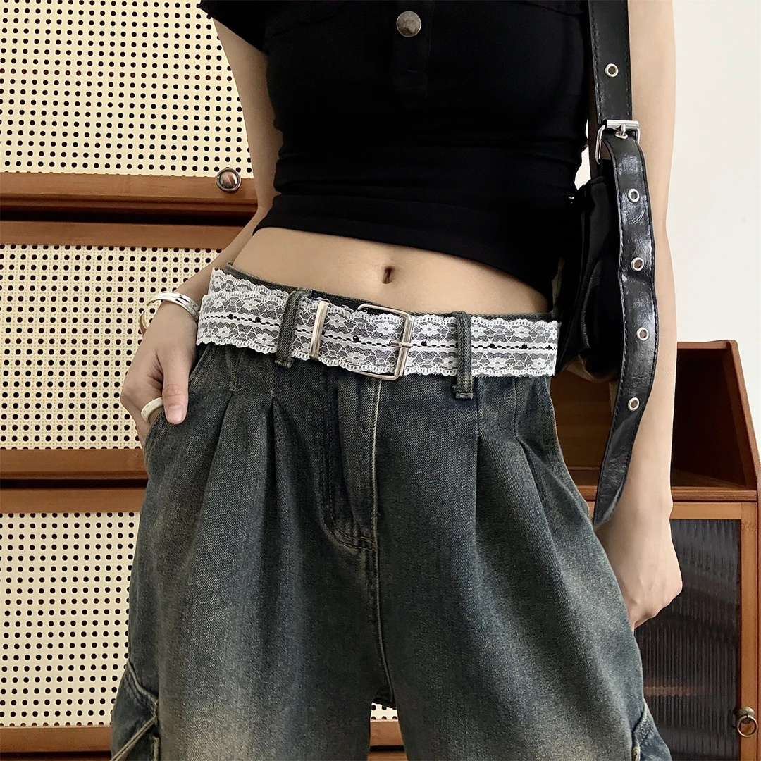 柳吴伟蕾丝腰带韩系高级感2025新款皮带女款配牛仔裤辣妹y2k装饰