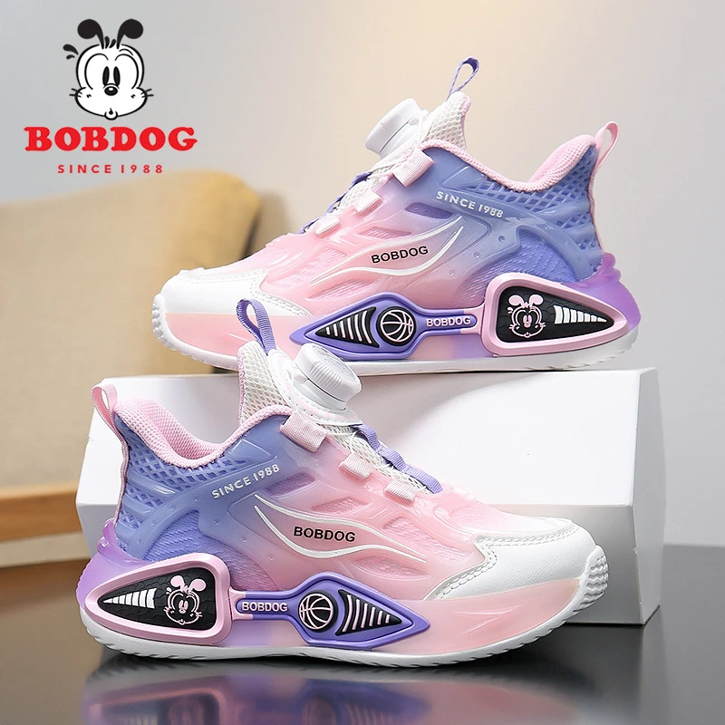 巴布豆女童运动鞋春秋款网面透气儿童篮球鞋中大童软底女孩跑步鞋