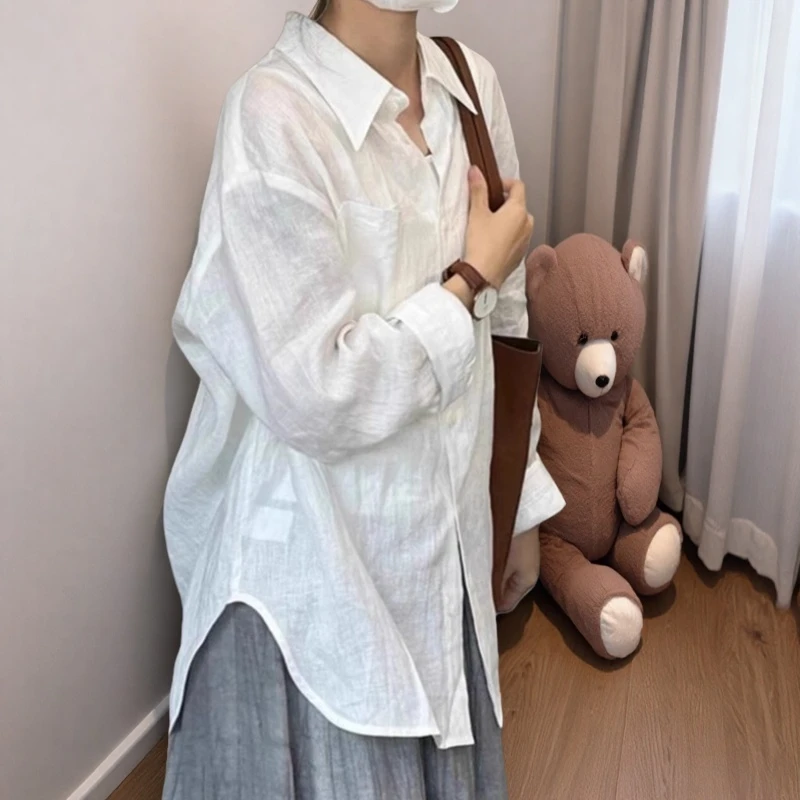 老钱风外搭夏季高级防晒棉麻衬衫2025新款空调衫薄款宽松亚麻衬衣