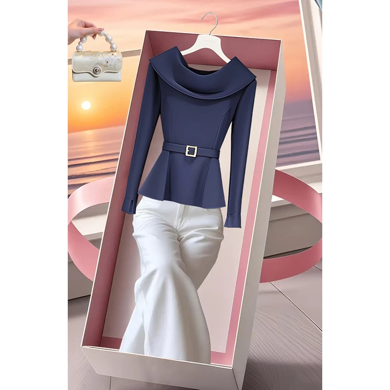 今年流行穿搭新款一整套2025爆款洋气显瘦百搭上衣高腰简约牛仔裤