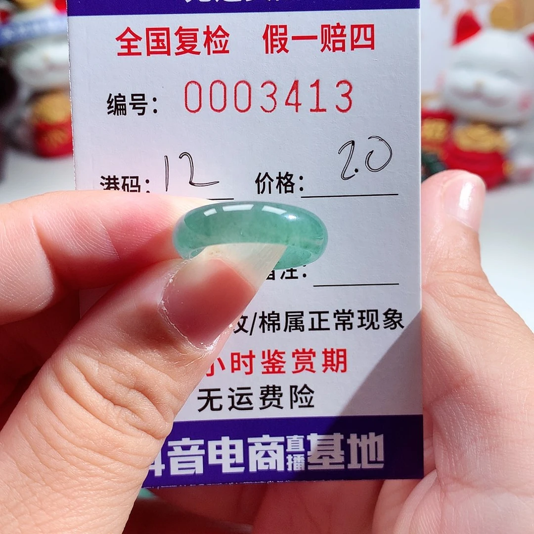 碎***两翡翠未镶嵌戒指3413