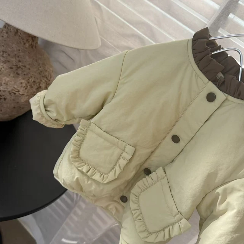 【初甜兮】2025新款翻领婴幼童棉服百搭风加绒冬季纯色韩版连体