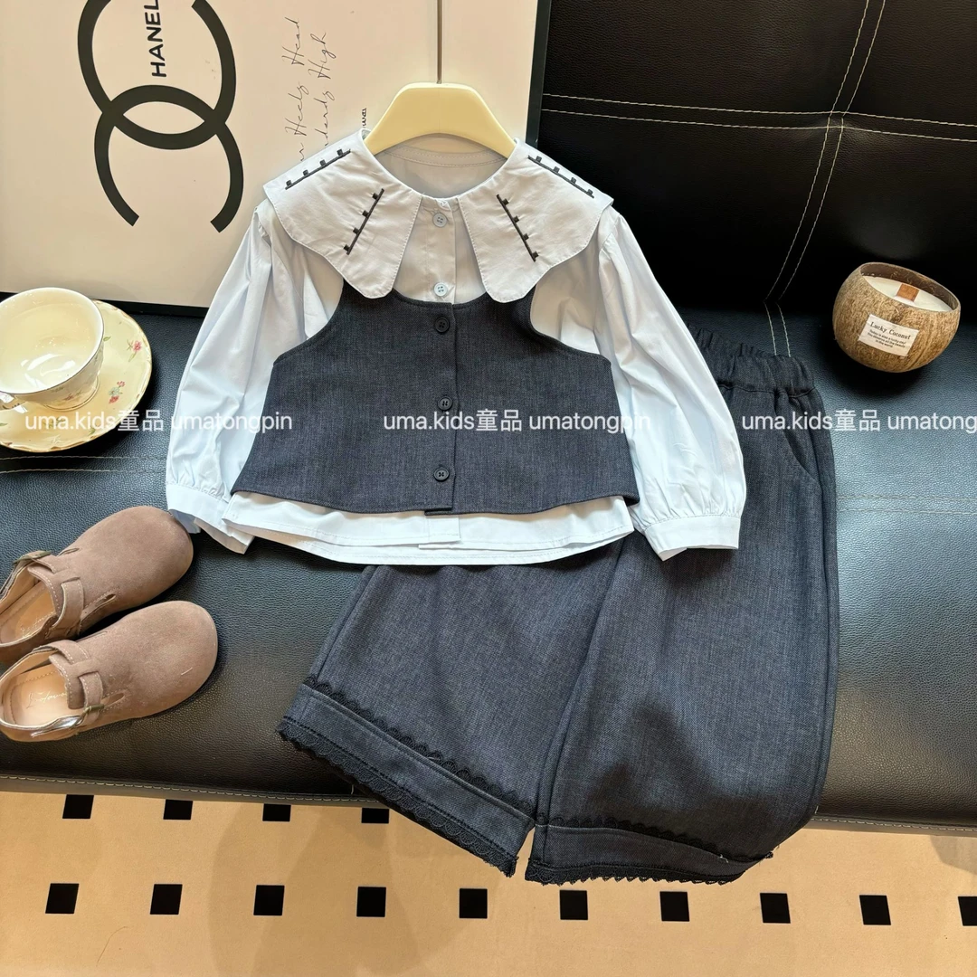 常规女童休闲洋气女套头休闲风牛仔秋季韩版套装春秋