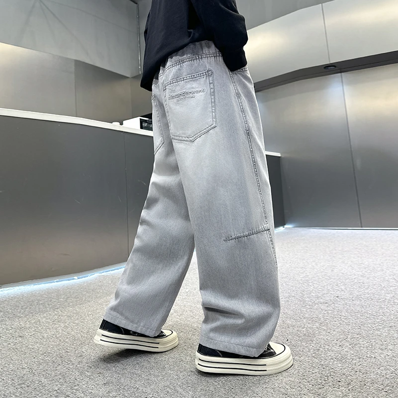 男童牛仔裤夏季薄款2025中大童休闲韩版长裤宽松儿童裤子洋气潮流