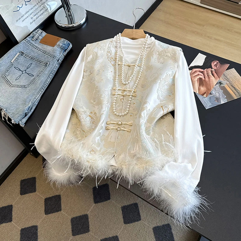 缎面国风马甲新中式夹棉外套秋冬盘扣提花坎肩背心女款毛毛马夹