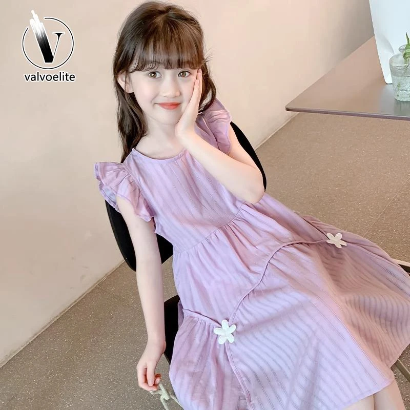 VALVOELITE女童连衣裙夏装2025新款洋气公主裙中大童无袖休闲裙子