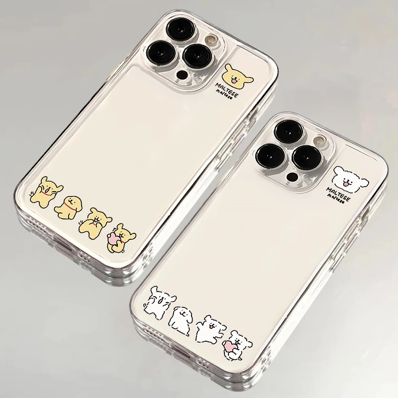 BANCA一排线条小狗适用iPhone16/15手机壳苹果14华为vivo小米oppo