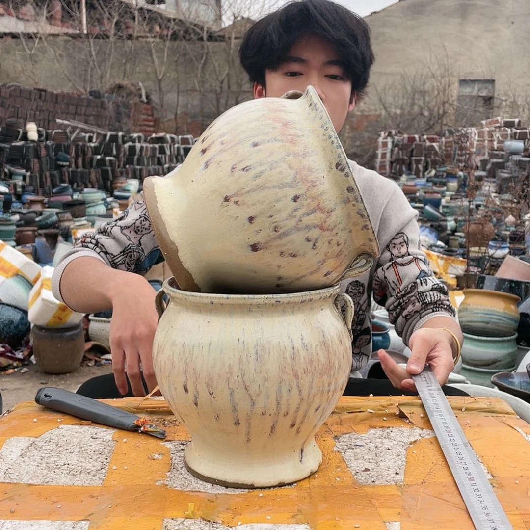 宜兴紫砂粗陶花盆